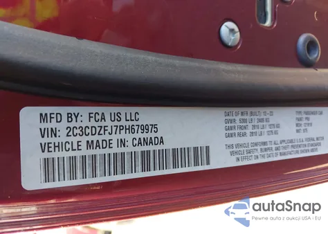 2023 Dodge Challenger R/T Scat Pack из США, поврежденный, VIN 2C3CDZFJ7PH679975